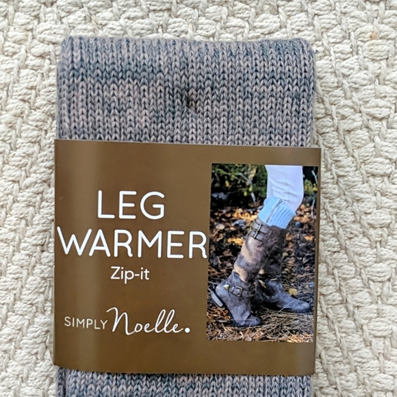 Heathered Teal and Tan Zip-It Leg Warmers - Picture 1 of 4